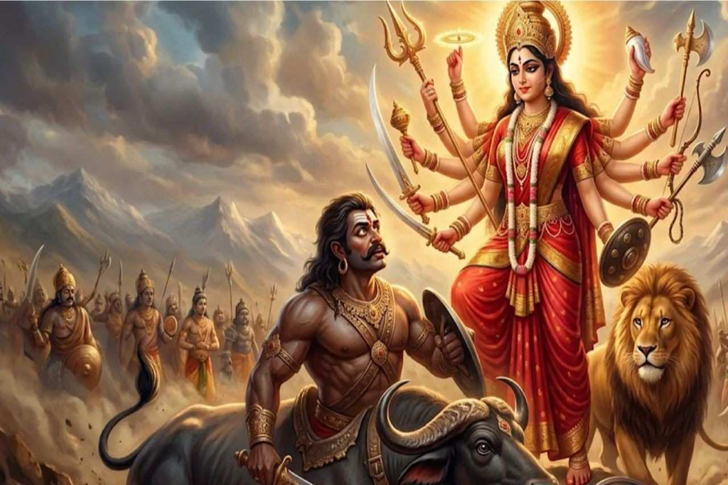 দূর্গা ও মহিষাসুরের যুদ্ধ